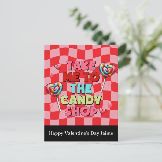 Candy Funny Valentines Day Postcard Briefkaart (Staand voorkant)