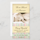 Candy Gestreepte Fotokaart: Meisje Aankondiging (Voorkant / Achterkant)