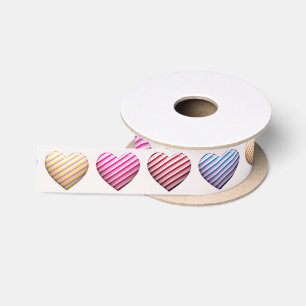 Candy gestreepte pastelkleuren harten satijnen lint