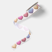 Candy gestreepte pastelkleuren harten satijnen lint (Achterkant)