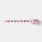 Candy gestreepte pastelkleuren harten satijnen lint (Voorkant)