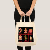 Candy, Gingerbread, Christmas, tree, Pixel Art Tote Bag (Voorkant (product))