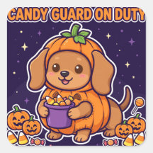 Candy Guard On Duty Sticker — Dachshund Pompoen