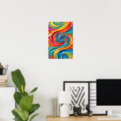Candy Hars Vortex - Ultra Glanzend Geel Turquoise Poster (Thuiskantoor)