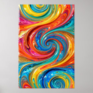 Candy Hars Vortex - Ultra Glanzend Geel Turquoise Poster