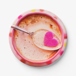 Candy hart koffie roze kop en schotel papieren bordje