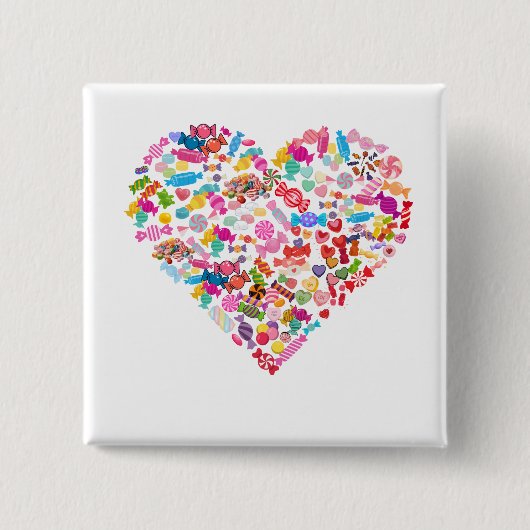 Candy Hartvorm Design Valentijnsdag Cadeaus Vierkante Button 5,1 Cm (Voorkant)
