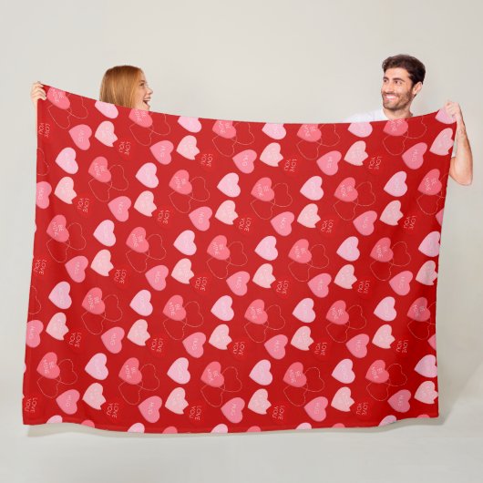 Candy Heart Cascade Fleece Deken (In situ)