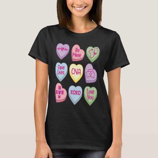 Candy Heart Conversation Nicu CNA ValentinesDay T-shirt (Voorkant)