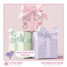 Candy Heart en Liefdesvogels Valentijnsdag Inpakpapier Vel