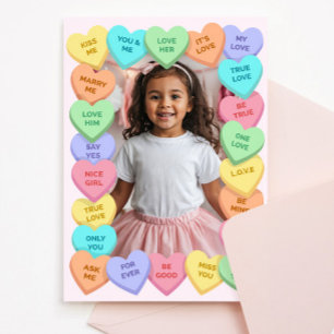 Candy Heart Kid Foto Valentijnkaart, Kind School Notitiekaartje