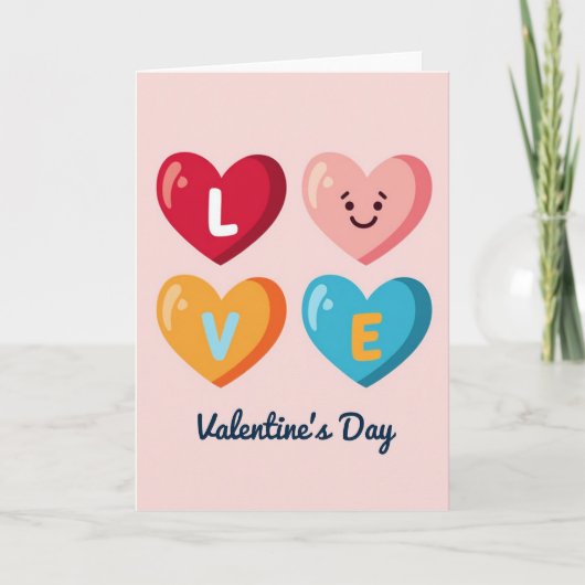 Candy Heart Love Grid Kaart (Voorkant)