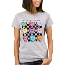 Candy Heart Valentijnsdag Zwarte Haar T-Shirt