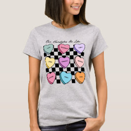 Candy Heart Valentijnsdag Zwarte Haar T-Shirt