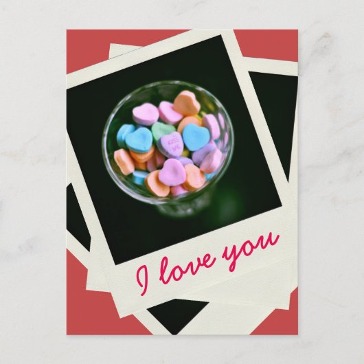 Candy Hearts, foto, Valentijn, Liefde Briefkaart (Voorkant)