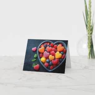 Candy Hearts in een kom valentijnsgroet Feestdagen Kaart