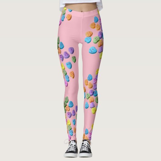 Candy Hearts Leggings Valentijnsdag Mooie (Voorkant)