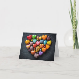 Candy Hearts op donkere ondergrond Valentijnsgroet Feestdagen Kaart