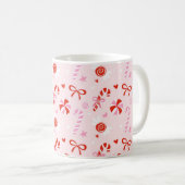 Candy Hearts Pink Holiday Mug Koffiemok (Voorkant rechts)