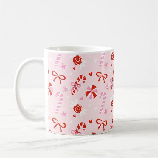 Candy Hearts Pink Holiday Mug Koffiemok (Links)