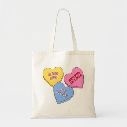 Candy Hearts Valentijnsdag Tote Bag (Voorkant)