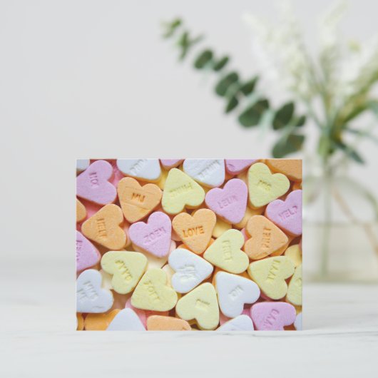Candy Hearts Valentine's Day Briefkaart (Staand voorkant)
