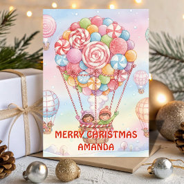 Candy Hot Air Balloon Christmas Kids Card Feestdagen Kaart