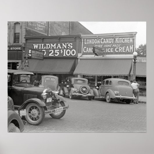 Candy & Ice Cream Shop, 1938. Oude foto Poster (Voorkant)