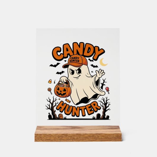 Candy Jager Halloween Geest Pompoen Emmer_1 Acryl Bord (Voorkant)