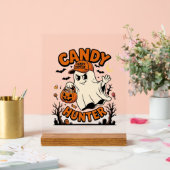 Candy Jager Halloween Geest Pompoen Emmer_1 Acryl Bord (Huwelijk)