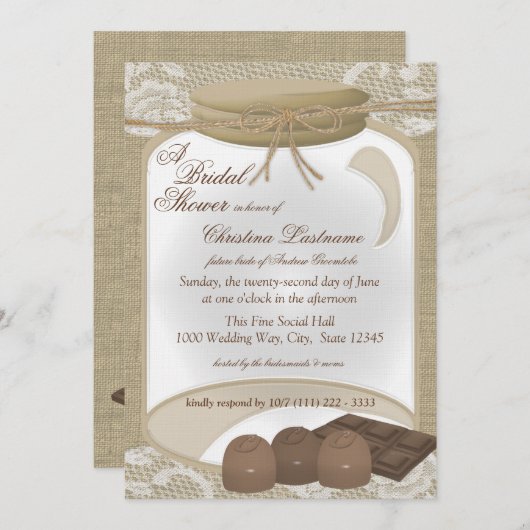 Candy Jar en Chocolates Vrijgezellenfeest Kaart (Voorkant / Achterkant)