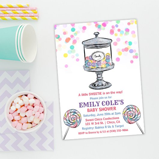 Candy Jar Sweet Baby shower Uitnodiging