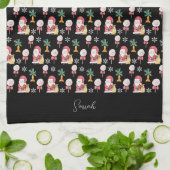 Candy Kerstman Kerst Illustratie Theedoek (Gevouwen)