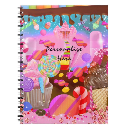 Candy Land Fantasy Cupcakes & Sweet Candy Thema Notitieboek (Voorkant)