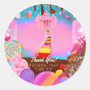 Candy Land Feest Fantasie Snoep Cupcakes Favor Ronde Sticker