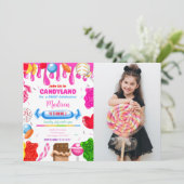 Candy land foto uitnodiging (Staand voorkant)