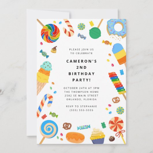 Candy Land Girl Birthday Invitation Kaart (Voorkant)