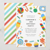 Candy Land Girl Birthday Invitation Kaart (Voorkant / Achterkant)