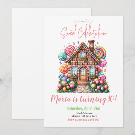 Candy Land Meisje Verjaardag Zoete Viering Regenbo Kaart (Voorkant / Achterkant)