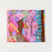 Candy Land Sweet 16 Verjaardagsfeest Backdrop Wandkleed (Voorkant (horizontaal))