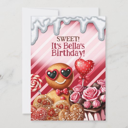 Candy Land Sweets Heart Feest Uitnodigingen (Voorkant)