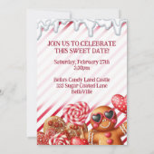 Candy Land Sweets Heart Feest Uitnodigingen (Achterkant)