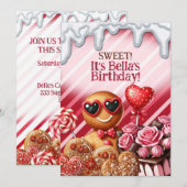 Candy Land Sweets Heart Feest Uitnodigingen (Voorkant / Achterkant)