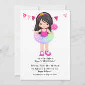 Candy Land Tutu Meisje Verjaardagsfeestje Kaart (Voorkant)