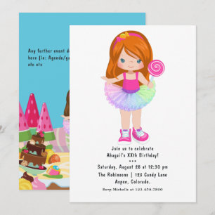 Candy Land Tutu Meisje Verjaardagsfeestje Kaart