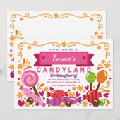 Candy Land Verjaardagsfeest Uitnodiging (Voorkant / Achterkant)