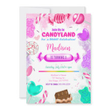 Candy land verjaardagsuitnodiging