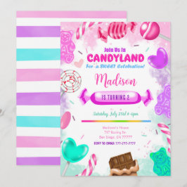 Candy land verjaardagsuitnodiging kaart