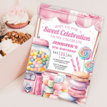 Candy Land Watercolor Sweet Celebration Verjaardag