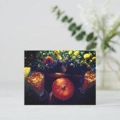 Candy maïs pompoen mums tafel landschap briefkaart (Staand voorkant)